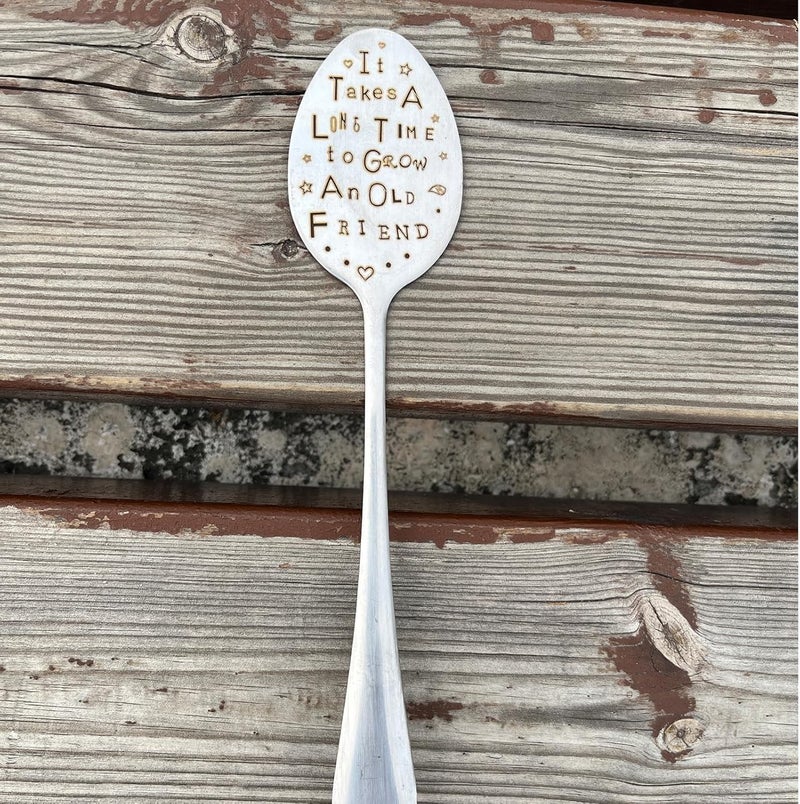 PLWalker Garden Plant Marker Friendship Gift for Women Gardeners, Plant Stake Label Sign Tag Gardening Gifts for Woman Plant Lovers, Metal Garden Decoration (Grow an Old Friend) - Image 5